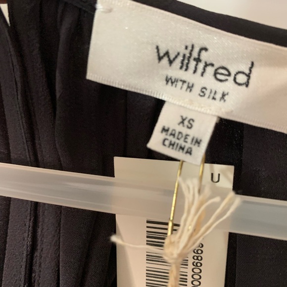 NWT Aritiza Wilfred Black Silk Brana Polka Dot Pocket Dress with Tie XS - Picture 5 of 7